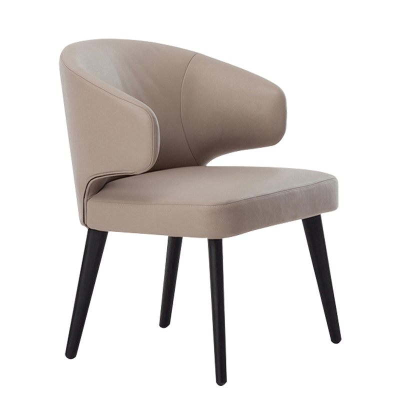 Glam Style Upholstered Side Chair Solid Back Chair with 4 Black Finish Legs Brown 1 Piece Clearhalo ' kitchen&dining_furn' 'Dining Chairs' 'Dining Tables & Seating' 'dining_chair' 'furn' 'furn_dining_chair' 'Furniture' 'furniture_dining_chair' 'Kitchen & Dining Furniture' 'kitchen' 3575875