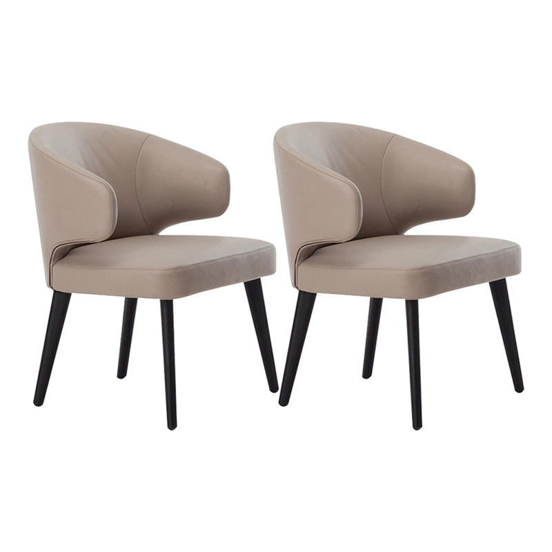 Glam Style Upholstered Side Chair Solid Back Chair with 4 Black Finish Legs Brown 2 Piece Set Clearhalo ' kitchen&dining_furn' 'Dining Chairs' 'Dining Tables & Seating' 'dining_chair' 'furn' 'furn_dining_chair' 'Furniture' 'furniture_dining_chair' 'Kitchen & Dining Furniture' 'kitchen' 3575876