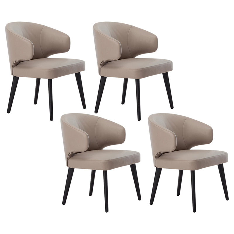 Glam Style Upholstered Side Chair Solid Back Chair with 4 Black Finish Legs Brown 4 Piece Set Clearhalo ' kitchen&dining_furn' 'Dining Chairs' 'Dining Tables & Seating' 'dining_chair' 'furn' 'furn_dining_chair' 'Furniture' 'furniture_dining_chair' 'Kitchen & Dining Furniture' 'kitchen' 3575878