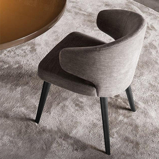 Glam Style Upholstered Side Chair Solid Back Chair with 4 Black Finish Legs Clearhalo ' kitchen&dining_furn' 'Dining Chairs' 'Dining Tables & Seating' 'dining_chair' 'furn' 'furn_dining_chair' 'Furniture' 'furniture_dining_chair' 'Kitchen & Dining Furniture' 'kitchen' 3575880