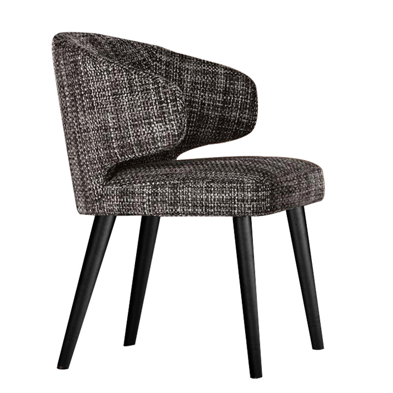 Glam Style Upholstered Side Chair Solid Back Chair with 4 Black Finish Legs Black White 1 Piece Clearhalo ' kitchen&dining_furn' 'Dining Chairs' 'Dining Tables & Seating' 'dining_chair' 'furn' 'furn_dining_chair' 'Furniture' 'furniture_dining_chair' 'Kitchen & Dining Furniture' 'kitchen' 3575881
