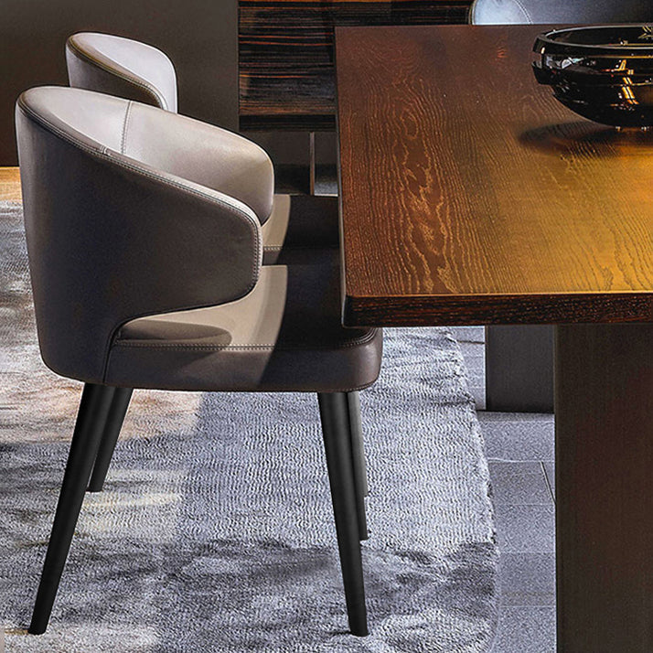 Glam Style Upholstered Side Chair Solid Back Chair with 4 Black Finish Legs Clearhalo ' kitchen&dining_furn' 'Dining Chairs' 'Dining Tables & Seating' 'dining_chair' 'furn' 'furn_dining_chair' 'Furniture' 'furniture_dining_chair' 'Kitchen & Dining Furniture' 'kitchen' 3575882