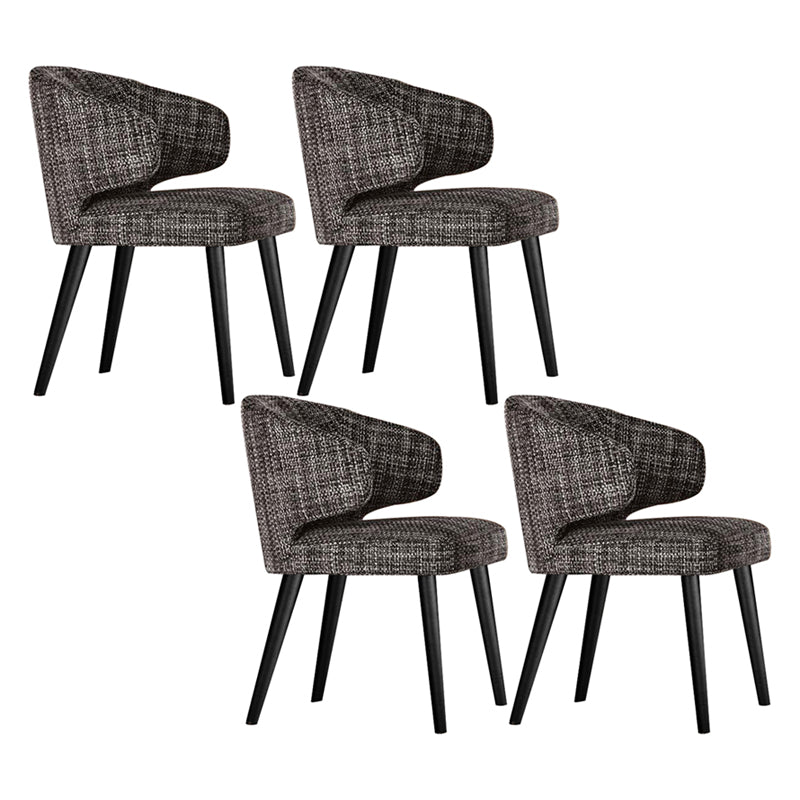 Glam Style Upholstered Side Chair Solid Back Chair with 4 Black Finish Legs Black White 4 Piece Set Clearhalo ' kitchen&dining_furn' 'Dining Chairs' 'Dining Tables & Seating' 'dining_chair' 'furn' 'furn_dining_chair' 'Furniture' 'furniture_dining_chair' 'Kitchen & Dining Furniture' 'kitchen' 3575884