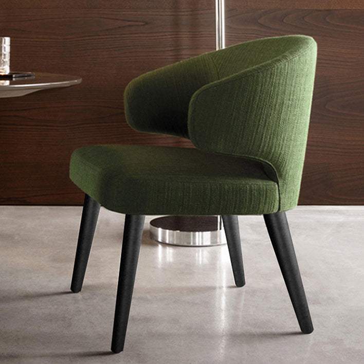 Glam Style Upholstered Side Chair Solid Back Chair with 4 Black Finish Legs Clearhalo ' kitchen&dining_furn' 'Dining Chairs' 'Dining Tables & Seating' 'dining_chair' 'furn' 'furn_dining_chair' 'Furniture' 'furniture_dining_chair' 'Kitchen & Dining Furniture' 'kitchen' 3575885