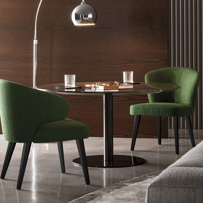 Glam Style Upholstered Side Chair Solid Back Chair with 4 Black Finish Legs Clearhalo ' kitchen&dining_furn' 'Dining Chairs' 'Dining Tables & Seating' 'dining_chair' 'furn' 'furn_dining_chair' 'Furniture' 'furniture_dining_chair' 'Kitchen & Dining Furniture' 'kitchen' 3575886