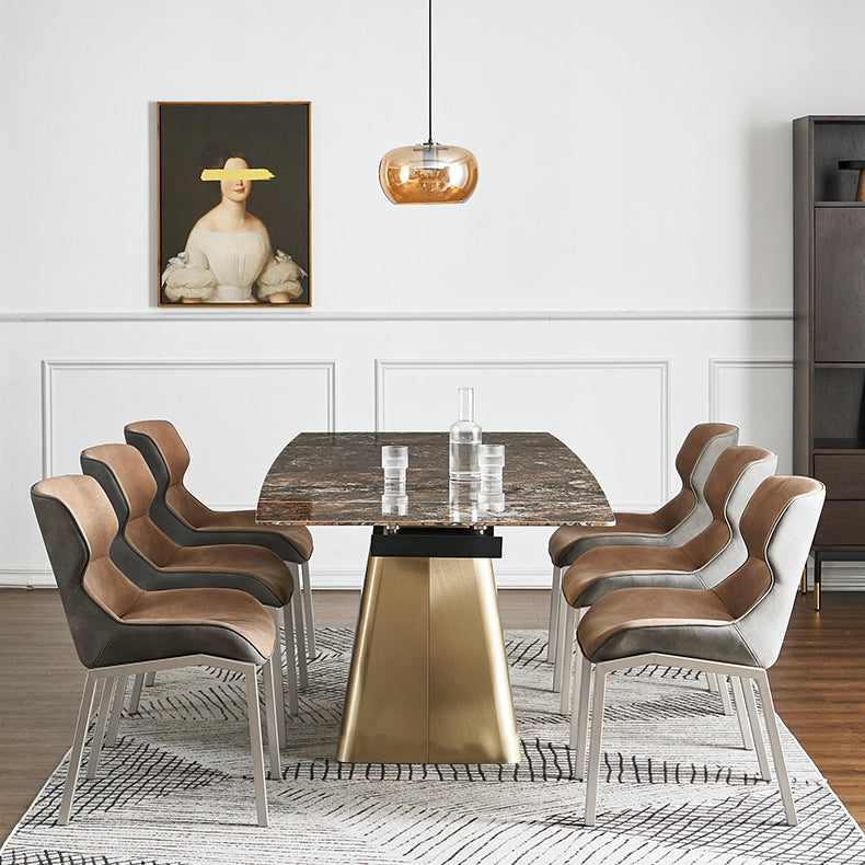 Nordic Cushioned Dining Chair 32"H Wingback Parsons Chair with Metal Base for Restaurant Clearhalo ' kitchen&dining_furn' 'Dining Chairs' 'Dining Tables & Seating' 'dining_chair' 'furn' 'furn_dining_chair' 'Furniture' 'furniture_dining_chair' 'Kitchen & Dining Furniture' 'kitchen' 3575889