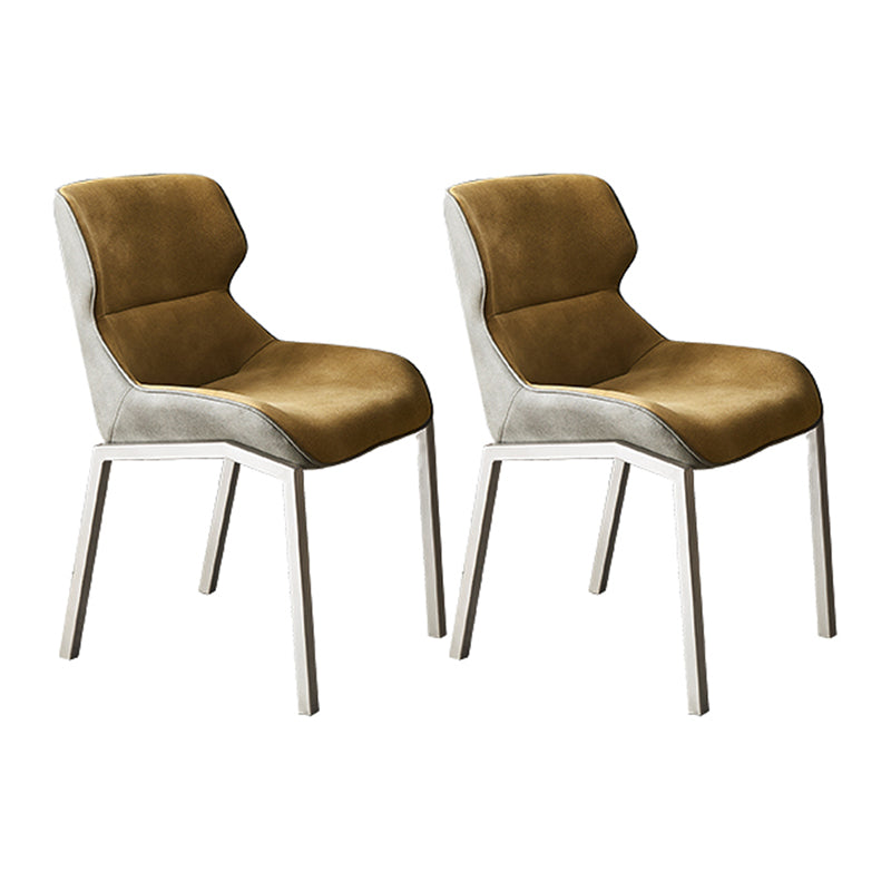 Nordic Cushioned Dining Chair 32"H Wingback Parsons Chair with Metal Base for Restaurant Yellow 2 Piece Set Clearhalo ' kitchen&dining_furn' 'Dining Chairs' 'Dining Tables & Seating' 'dining_chair' 'furn' 'furn_dining_chair' 'Furniture' 'furniture_dining_chair' 'Kitchen & Dining Furniture' 'kitchen' 3575895