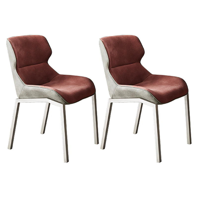 Nordic Cushioned Dining Chair 32"H Wingback Parsons Chair with Metal Base for Restaurant Red 2 Piece Set Clearhalo ' kitchen&dining_furn' 'Dining Chairs' 'Dining Tables & Seating' 'dining_chair' 'furn' 'furn_dining_chair' 'Furniture' 'furniture_dining_chair' 'Kitchen & Dining Furniture' 'kitchen' 3575901