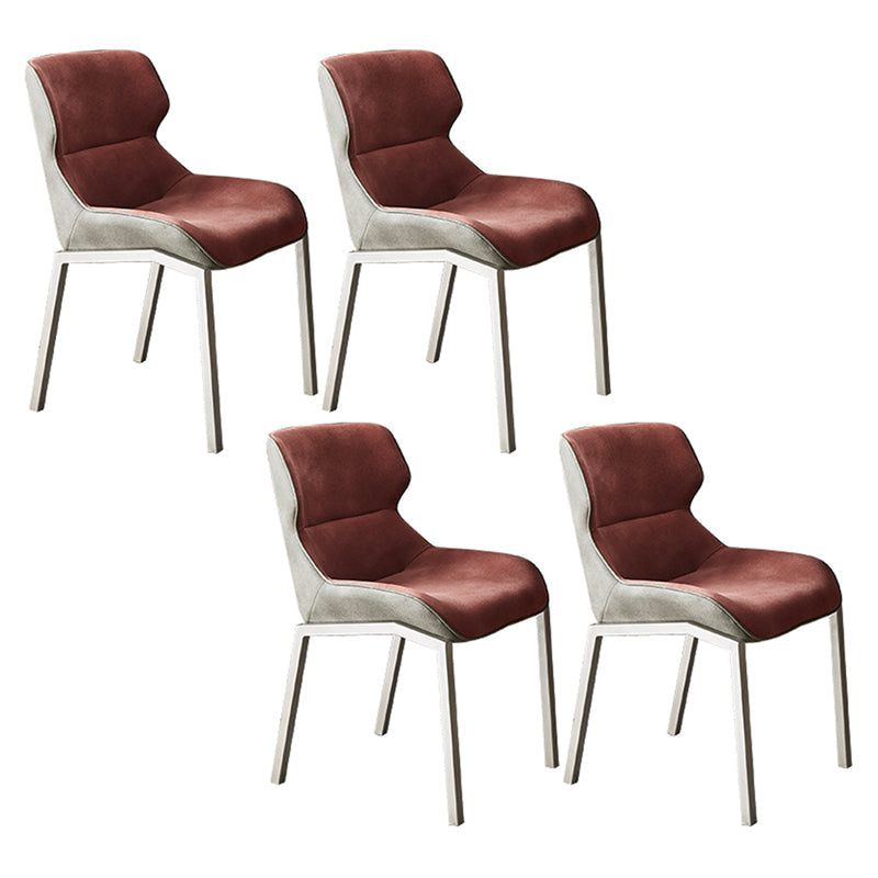 Nordic Cushioned Dining Chair 32"H Wingback Parsons Chair with Metal Base for Restaurant Red 4 Piece Set Clearhalo ' kitchen&dining_furn' 'Dining Chairs' 'Dining Tables & Seating' 'dining_chair' 'furn' 'furn_dining_chair' 'Furniture' 'furniture_dining_chair' 'Kitchen & Dining Furniture' 'kitchen' 3575904