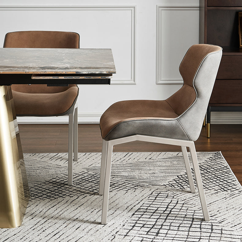 Nordic Cushioned Dining Chair 32"H Wingback Parsons Chair with Metal Base for Restaurant Clearhalo ' kitchen&dining_furn' 'Dining Chairs' 'Dining Tables & Seating' 'dining_chair' 'furn' 'furn_dining_chair' 'Furniture' 'furniture_dining_chair' 'Kitchen & Dining Furniture' 'kitchen' 3575910