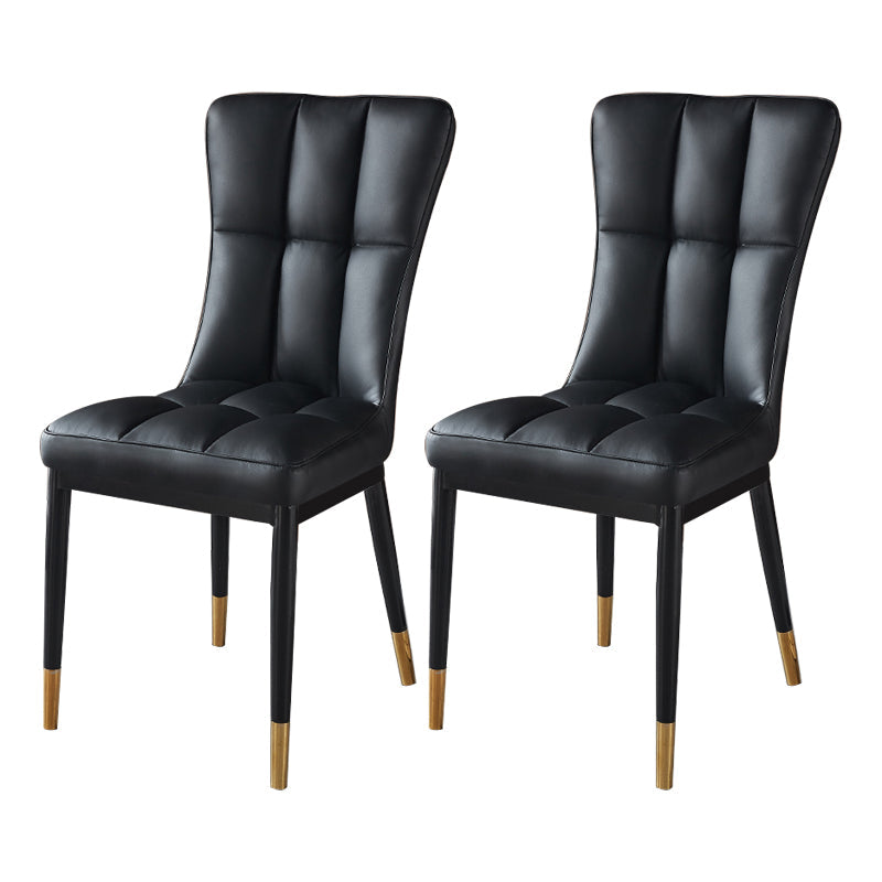 Glam Style Wingback Side Chair Upholstered Armless Dining Chairs for Home Black 2 Piece Set Brass Gold Clearhalo ' kitchen&dining_furn' 'Dining Chairs' 'Dining Tables & Seating' 'dining_chair' 'furn' 'furn_dining_chair' 'Furniture' 'furniture_dining_chair' 'Kitchen & Dining Furniture' 'kitchen' 3575912