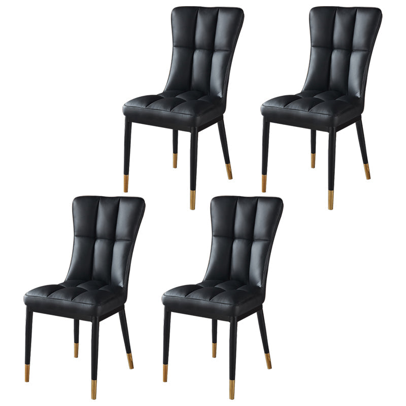 Glam Style Wingback Side Chair Upholstered Armless Dining Chairs for Home Black 4 Piece Set Brass Gold Clearhalo ' kitchen&dining_furn' 'Dining Chairs' 'Dining Tables & Seating' 'dining_chair' 'furn' 'furn_dining_chair' 'Furniture' 'furniture_dining_chair' 'Kitchen & Dining Furniture' 'kitchen' 3575913