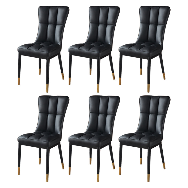 Glam Style Wingback Side Chair Upholstered Armless Dining Chairs for Home Black 6 Piece Set Brass Gold Clearhalo ' kitchen&dining_furn' 'Dining Chairs' 'Dining Tables & Seating' 'dining_chair' 'furn' 'furn_dining_chair' 'Furniture' 'furniture_dining_chair' 'Kitchen & Dining Furniture' 'kitchen' 3575915