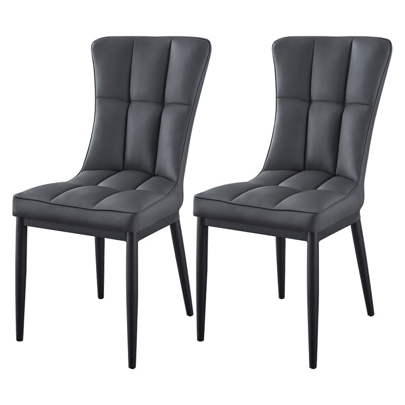Glam Style Wingback Side Chair Upholstered Armless Dining Chairs for Home Grey 2 Piece Set Black Clearhalo ' kitchen&dining_furn' 'Dining Chairs' 'Dining Tables & Seating' 'dining_chair' 'furn' 'furn_dining_chair' 'Furniture' 'furniture_dining_chair' 'Kitchen & Dining Furniture' 'kitchen' 3575918