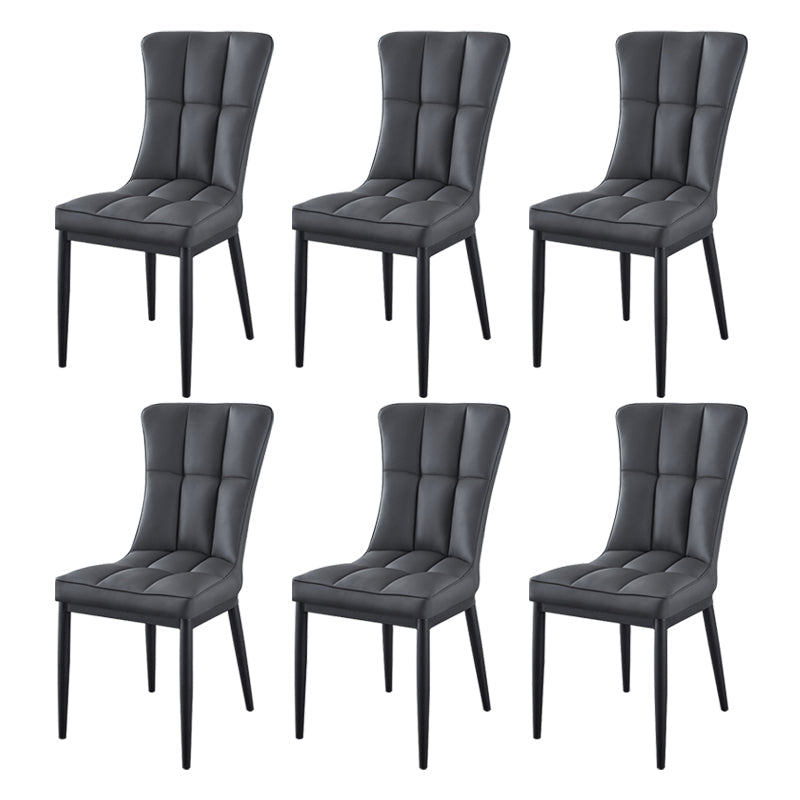 Glam Style Wingback Side Chair Upholstered Armless Dining Chairs for Home Grey 6 Piece Set Black Clearhalo ' kitchen&dining_furn' 'Dining Chairs' 'Dining Tables & Seating' 'dining_chair' 'furn' 'furn_dining_chair' 'Furniture' 'furniture_dining_chair' 'Kitchen & Dining Furniture' 'kitchen' 3575921