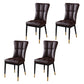 Glam Style Wingback Side Chair Upholstered Armless Dining Chairs for Home Brown 4 Piece Set Brass Gold Clearhalo ' kitchen&dining_furn' 'Dining Chairs' 'Dining Tables & Seating' 'dining_chair' 'furn' 'furn_dining_chair' 'Furniture' 'furniture_dining_chair' 'Kitchen & Dining Furniture' 'kitchen' 3575925
