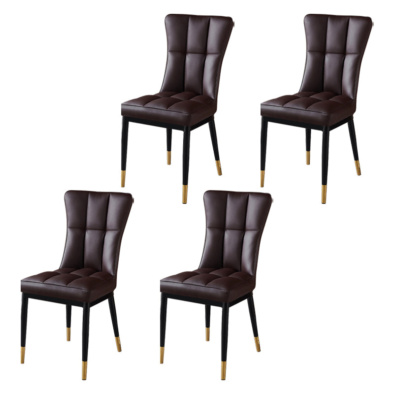 Glam Style Wingback Side Chair Upholstered Armless Dining Chairs for Home Brown 4 Piece Set Brass Gold Clearhalo ' kitchen&dining_furn' 'Dining Chairs' 'Dining Tables & Seating' 'dining_chair' 'furn' 'furn_dining_chair' 'Furniture' 'furniture_dining_chair' 'Kitchen & Dining Furniture' 'kitchen' 3575925