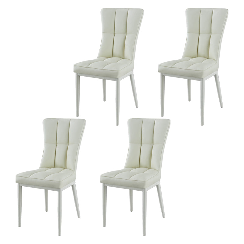Glam Style Wingback Side Chair Upholstered Armless Dining Chairs for Home White 4 Piece Set White Clearhalo ' kitchen&dining_furn' 'Dining Chairs' 'Dining Tables & Seating' 'dining_chair' 'furn' 'furn_dining_chair' 'Furniture' 'furniture_dining_chair' 'Kitchen & Dining Furniture' 'kitchen' 3575929