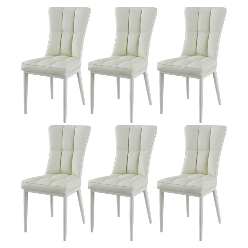 Glam Style Wingback Side Chair Upholstered Armless Dining Chairs for Home White 6 Piece Set White Clearhalo ' kitchen&dining_furn' 'Dining Chairs' 'Dining Tables & Seating' 'dining_chair' 'furn' 'furn_dining_chair' 'Furniture' 'furniture_dining_chair' 'Kitchen & Dining Furniture' 'kitchen' 3575930