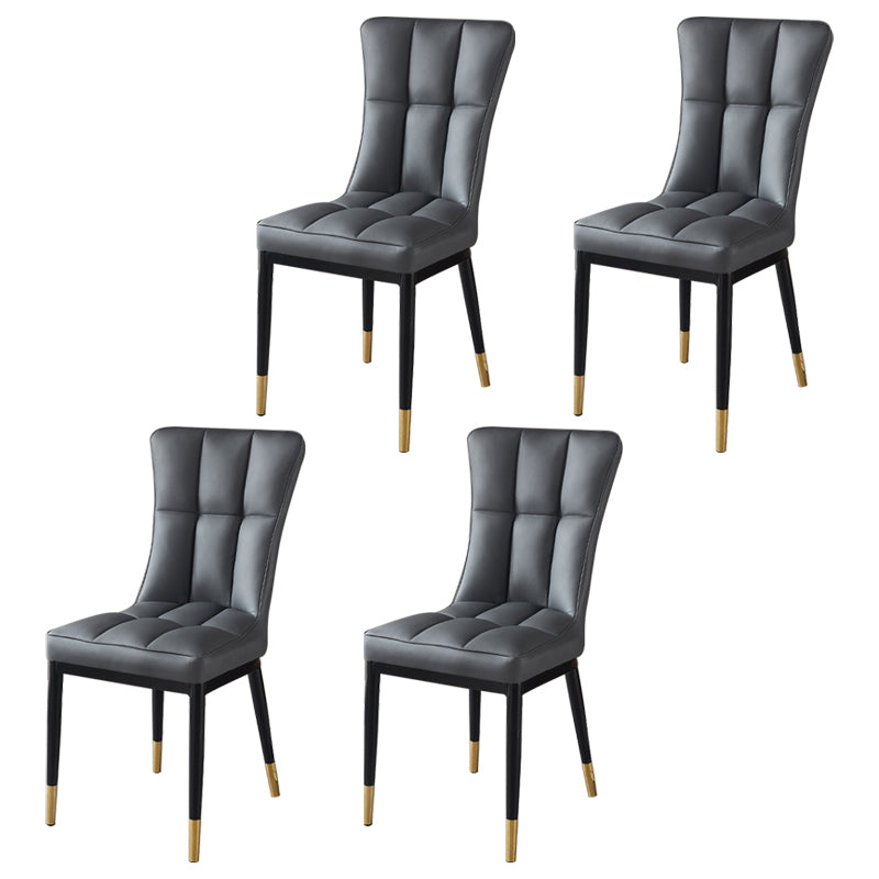 Glam Style Wingback Side Chair Upholstered Armless Dining Chairs for Home Grey 4 Piece Set Brass Gold Clearhalo ' kitchen&dining_furn' 'Dining Chairs' 'Dining Tables & Seating' 'dining_chair' 'furn' 'furn_dining_chair' 'Furniture' 'furniture_dining_chair' 'Kitchen & Dining Furniture' 'kitchen' 3575932