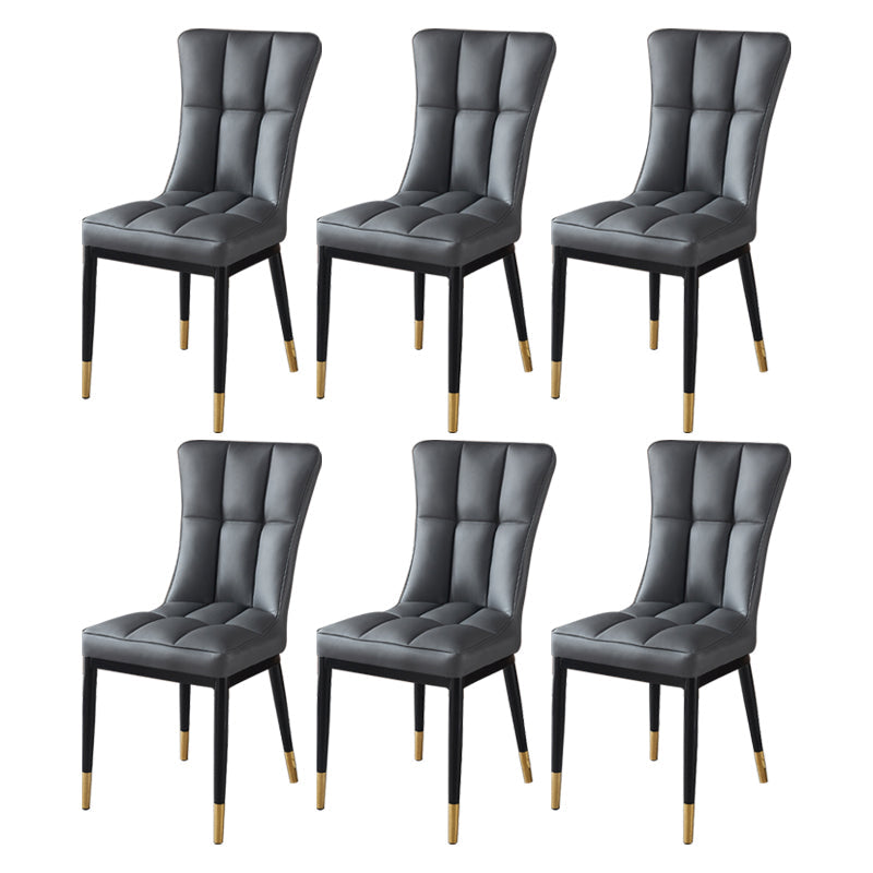 Glam Style Wingback Side Chair Upholstered Armless Dining Chairs for Home Grey 6 Piece Set Brass Gold Clearhalo ' kitchen&dining_furn' 'Dining Chairs' 'Dining Tables & Seating' 'dining_chair' 'furn' 'furn_dining_chair' 'Furniture' 'furniture_dining_chair' 'Kitchen & Dining Furniture' 'kitchen' 3575933