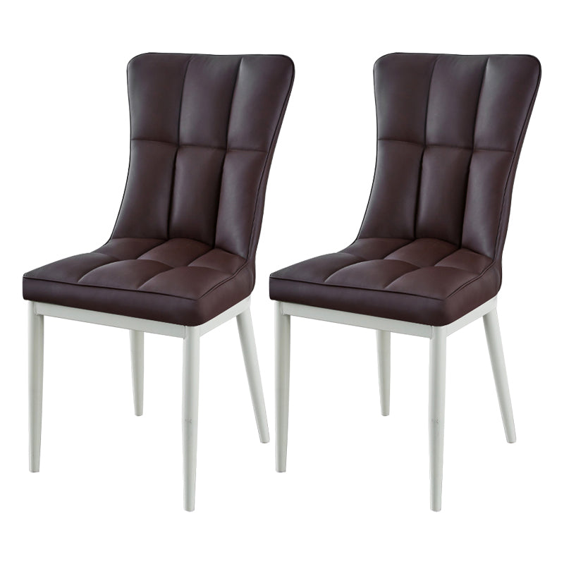 Glam Style Wingback Side Chair Upholstered Armless Dining Chairs for Home Brown 2 Piece Set White Clearhalo ' kitchen&dining_furn' 'Dining Chairs' 'Dining Tables & Seating' 'dining_chair' 'furn' 'furn_dining_chair' 'Furniture' 'furniture_dining_chair' 'Kitchen & Dining Furniture' 'kitchen' 3575937
