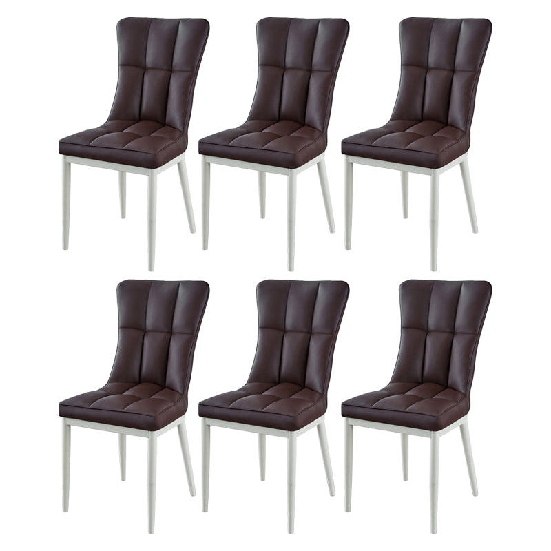 Glam Style Wingback Side Chair Upholstered Armless Dining Chairs for Home Brown 6 Piece Set White Clearhalo ' kitchen&dining_furn' 'Dining Chairs' 'Dining Tables & Seating' 'dining_chair' 'furn' 'furn_dining_chair' 'Furniture' 'furniture_dining_chair' 'Kitchen & Dining Furniture' 'kitchen' 3575939