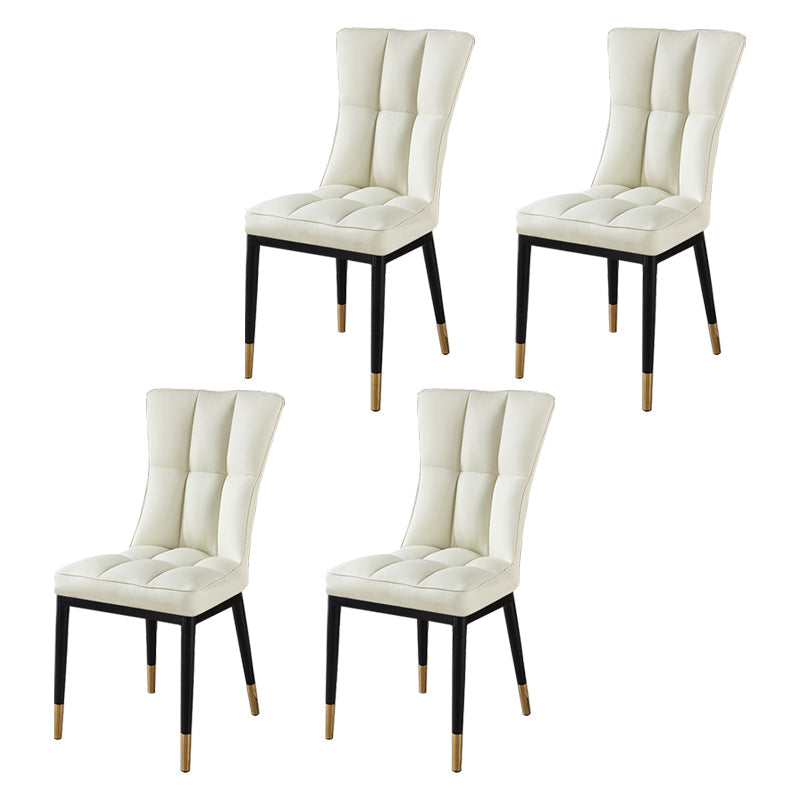 Glam Style Wingback Side Chair Upholstered Armless Dining Chairs for Home White 4 Piece Set Brass Gold Clearhalo ' kitchen&dining_furn' 'Dining Chairs' 'Dining Tables & Seating' 'dining_chair' 'furn' 'furn_dining_chair' 'Furniture' 'furniture_dining_chair' 'Kitchen & Dining Furniture' 'kitchen' 3575944