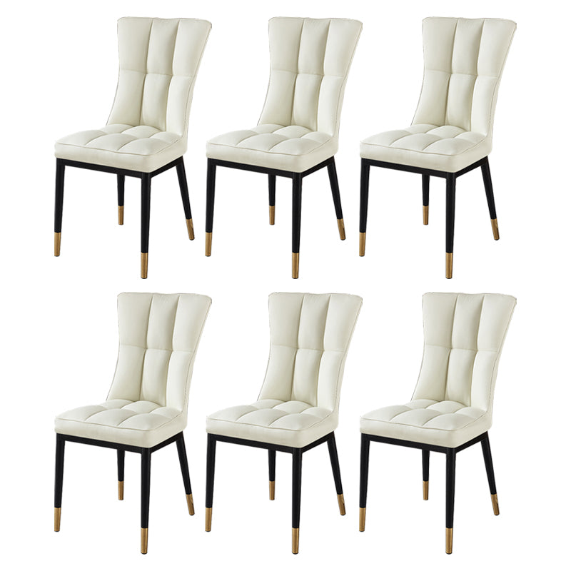 Glam Style Wingback Side Chair Upholstered Armless Dining Chairs for Home White 6 Piece Set Brass Gold Clearhalo ' kitchen&dining_furn' 'Dining Chairs' 'Dining Tables & Seating' 'dining_chair' 'furn' 'furn_dining_chair' 'Furniture' 'furniture_dining_chair' 'Kitchen & Dining Furniture' 'kitchen' 3575945