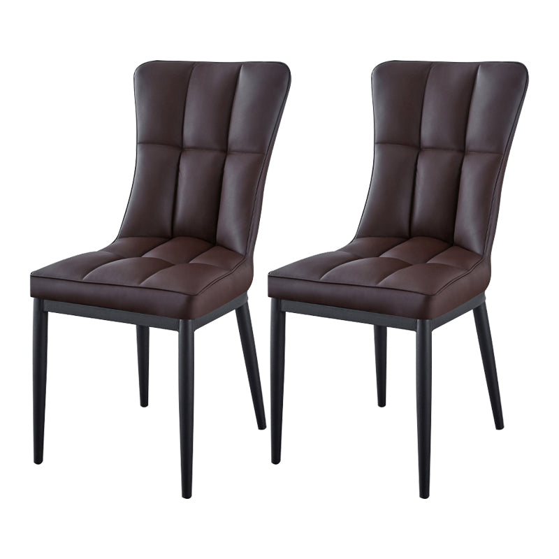 Glam Style Wingback Side Chair Upholstered Armless Dining Chairs for Home Brown 2 Piece Set Black Clearhalo ' kitchen&dining_furn' 'Dining Chairs' 'Dining Tables & Seating' 'dining_chair' 'furn' 'furn_dining_chair' 'Furniture' 'furniture_dining_chair' 'Kitchen & Dining Furniture' 'kitchen' 3575949