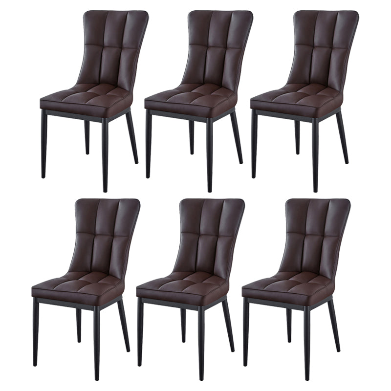 Glam Style Wingback Side Chair Upholstered Armless Dining Chairs for Home Brown 6 Piece Set Black Clearhalo ' kitchen&dining_furn' 'Dining Chairs' 'Dining Tables & Seating' 'dining_chair' 'furn' 'furn_dining_chair' 'Furniture' 'furniture_dining_chair' 'Kitchen & Dining Furniture' 'kitchen' 3575951