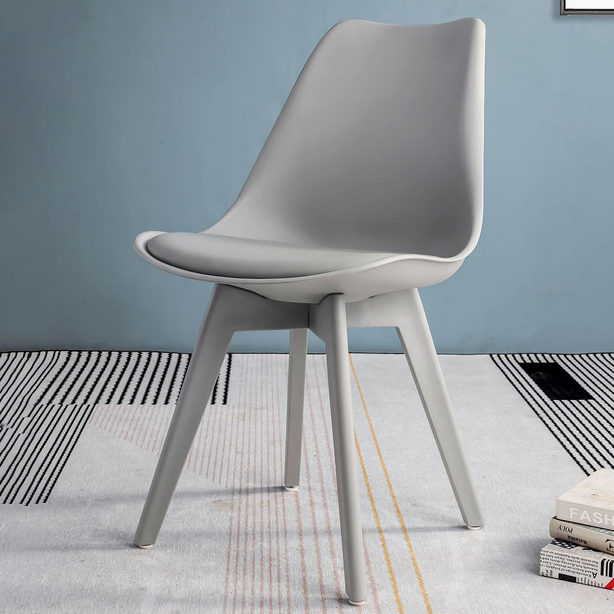 Glam Style Plastic Dining Armless Chair Upholstered Solid Back Side Chairs for Home Use Grey 1 Piece Clearhalo ' kitchen&dining_furn' 'Dining Chairs' 'Dining Tables & Seating' 'dining_chair' 'Furniture' 'furniture_dining_chair' 'Kitchen & Dining Furniture' 'kitchen' 3575956