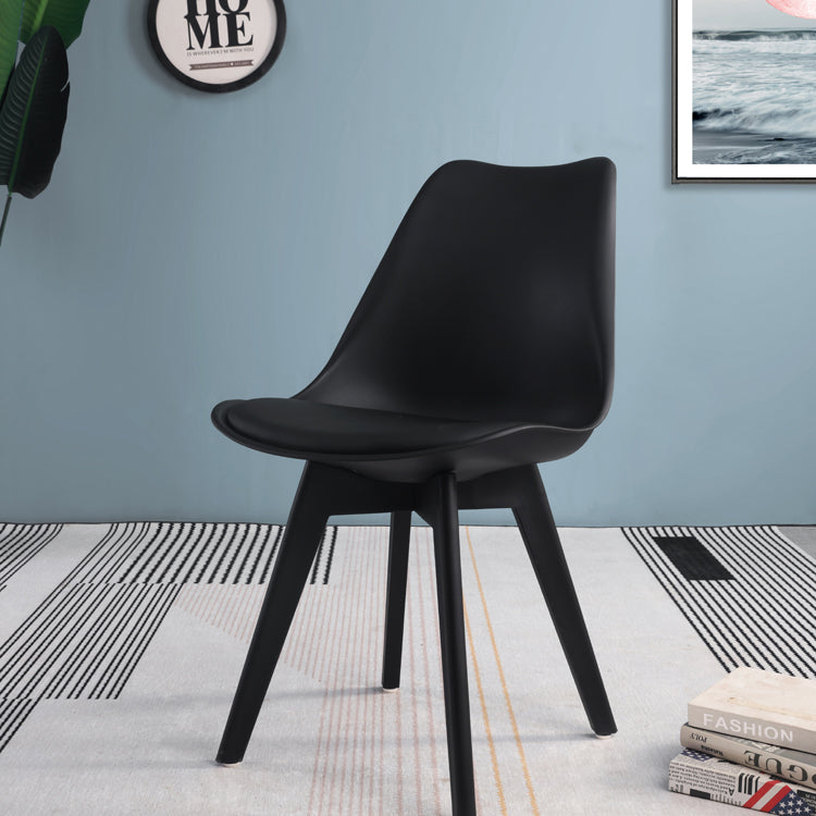 Glam Style Plastic Dining Armless Chair Upholstered Solid Back Side Chairs for Home Use Black 1 Piece Clearhalo ' kitchen&dining_furn' 'Dining Chairs' 'Dining Tables & Seating' 'dining_chair' 'Furniture' 'furniture_dining_chair' 'Kitchen & Dining Furniture' 'kitchen' 3575962