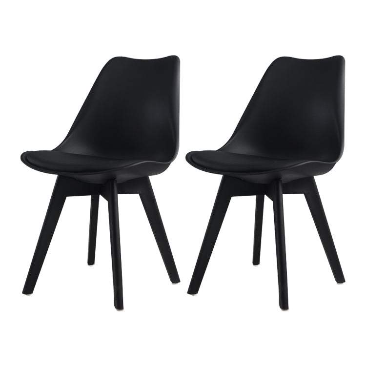 Glam Style Plastic Dining Armless Chair Upholstered Solid Back Side Chairs for Home Use Black Set of 2 Clearhalo ' kitchen&dining_furn' 'Dining Chairs' 'Dining Tables & Seating' 'dining_chair' 'Furniture' 'furniture_dining_chair' 'Kitchen & Dining Furniture' 'kitchen' 3575964