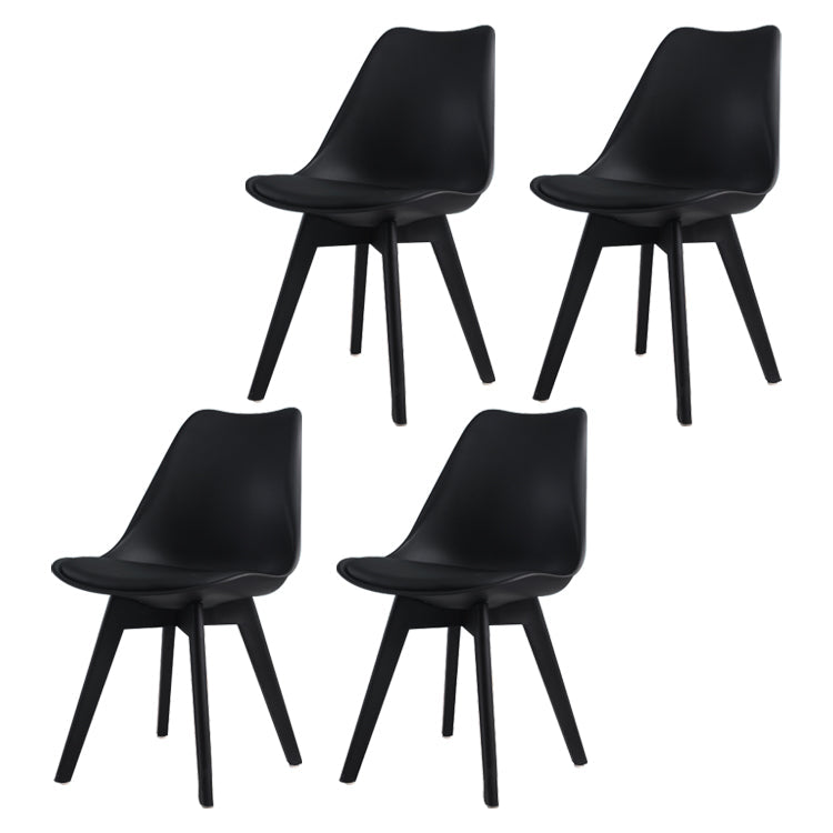 Glam Style Plastic Dining Armless Chair Upholstered Solid Back Side Chairs for Home Use Black Set of 4 Clearhalo ' kitchen&dining_furn' 'Dining Chairs' 'Dining Tables & Seating' 'dining_chair' 'Furniture' 'furniture_dining_chair' 'Kitchen & Dining Furniture' 'kitchen' 3575965
