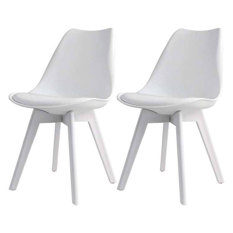 Glam Style Plastic Dining Armless Chair Upholstered Solid Back Side Chairs for Home Use White Set of 2 Clearhalo ' kitchen&dining_furn' 'Dining Chairs' 'Dining Tables & Seating' 'dining_chair' 'Furniture' 'furniture_dining_chair' 'Kitchen & Dining Furniture' 'kitchen' 3575969