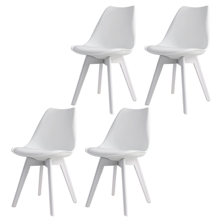 Glam Style Plastic Dining Armless Chair Upholstered Solid Back Side Chairs for Home Use White Set of 4 Clearhalo ' kitchen&dining_furn' 'Dining Chairs' 'Dining Tables & Seating' 'dining_chair' 'Furniture' 'furniture_dining_chair' 'Kitchen & Dining Furniture' 'kitchen' 3575971