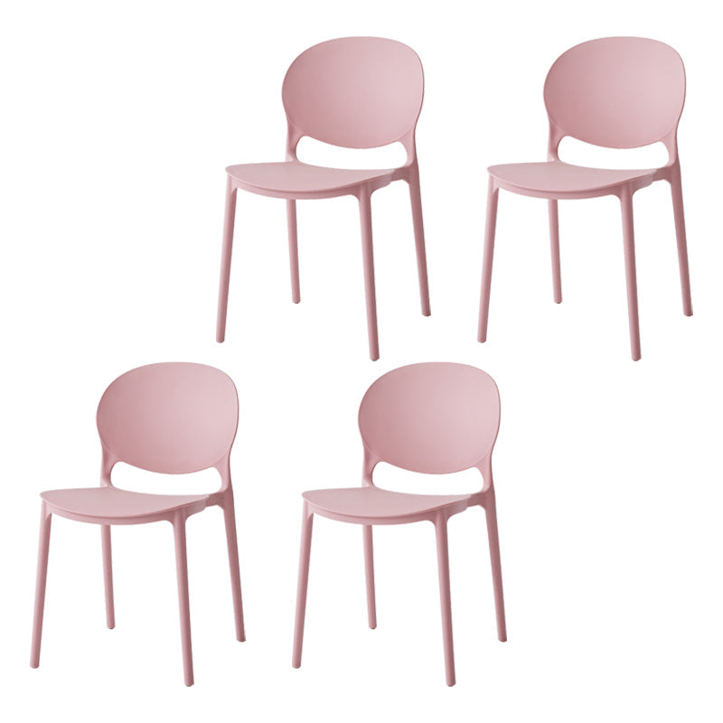 Nordic Plastic Open Back Dining Side Chair 32"H Dining Chair with 4 Legs for Restaurant Pink 4 Piece Set Clearhalo ' kitchen&dining_furn' 'Dining Chairs' 'Dining Tables & Seating' 'dining_chair' 'furn' 'furn_dining_chair' 'Furniture' 'furniture_dining_chair' 'Kitchen & Dining Furniture' 'kitchen' 3575973
