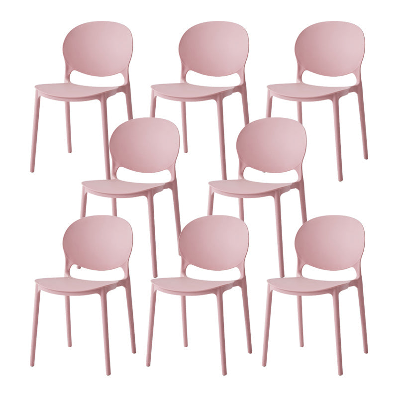 Nordic Plastic Open Back Dining Side Chair 32"H Dining Chair with 4 Legs for Restaurant Pink 8 Piece Set Clearhalo ' kitchen&dining_furn' 'Dining Chairs' 'Dining Tables & Seating' 'dining_chair' 'furn' 'furn_dining_chair' 'Furniture' 'furniture_dining_chair' 'Kitchen & Dining Furniture' 'kitchen' 3575974