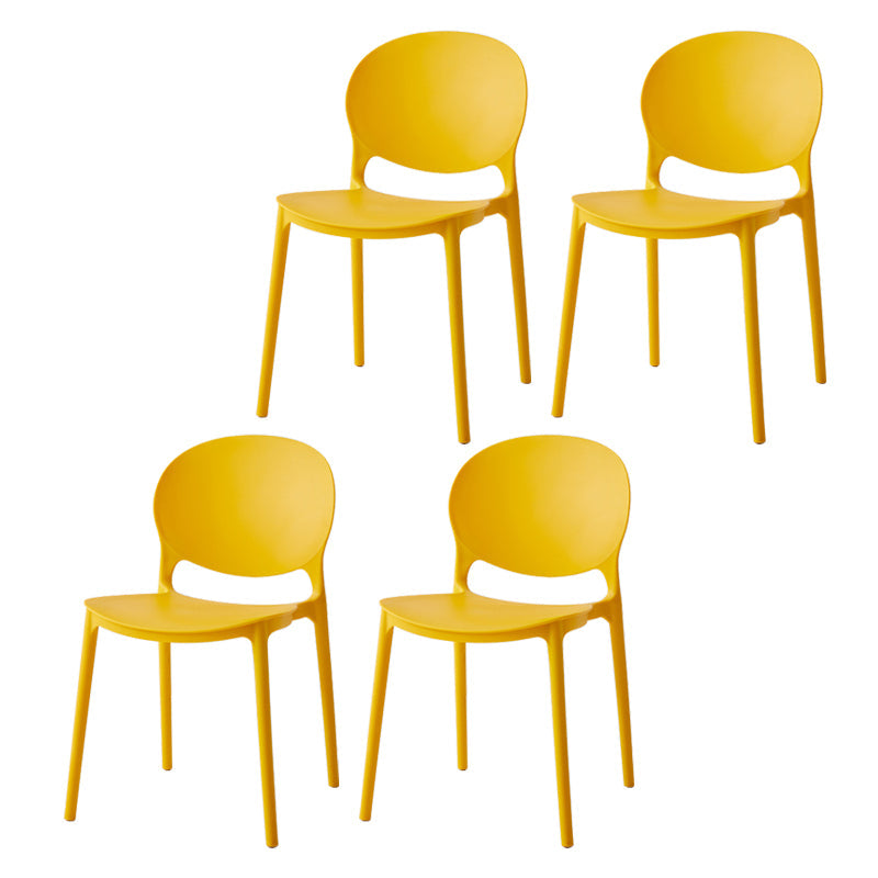Nordic Plastic Open Back Dining Side Chair 32"H Dining Chair with 4 Legs for Restaurant Yellow 4 Piece Set Clearhalo ' kitchen&dining_furn' 'Dining Chairs' 'Dining Tables & Seating' 'dining_chair' 'furn' 'furn_dining_chair' 'Furniture' 'furniture_dining_chair' 'Kitchen & Dining Furniture' 'kitchen' 3575976