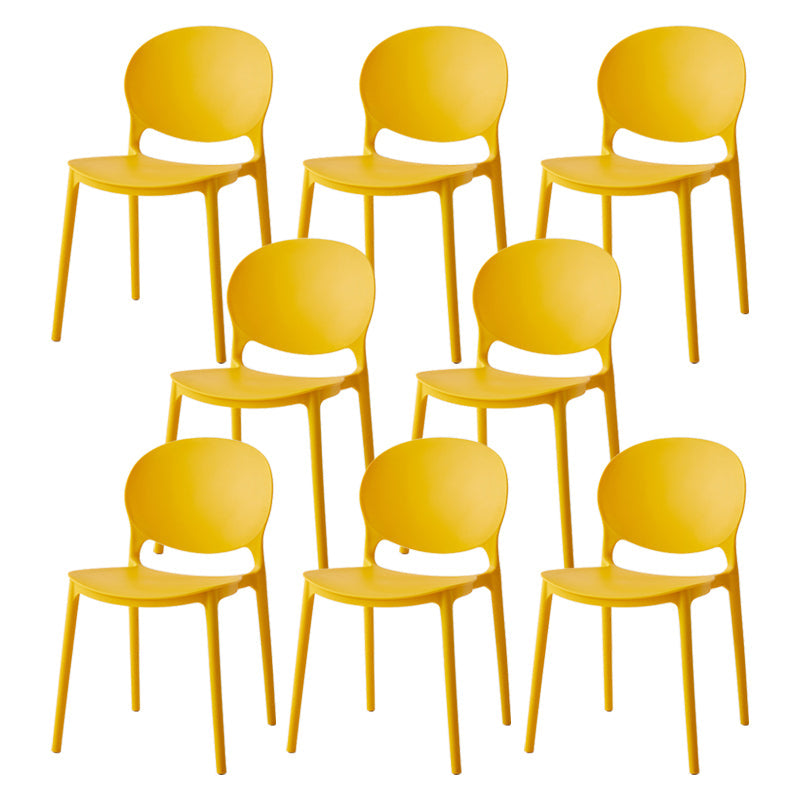 Nordic Plastic Open Back Dining Side Chair 32"H Dining Chair with 4 Legs for Restaurant Yellow 8 Piece Set Clearhalo ' kitchen&dining_furn' 'Dining Chairs' 'Dining Tables & Seating' 'dining_chair' 'furn' 'furn_dining_chair' 'Furniture' 'furniture_dining_chair' 'Kitchen & Dining Furniture' 'kitchen' 3575979