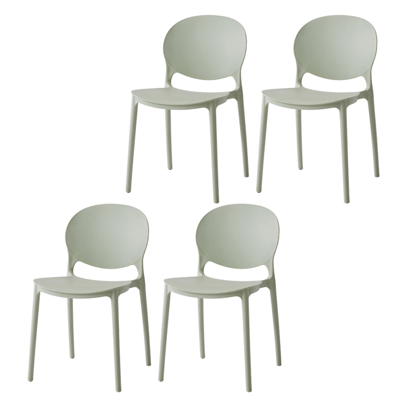 Nordic Plastic Open Back Dining Side Chair 32"H Dining Chair with 4 Legs for Restaurant Green 4 Piece Set Clearhalo ' kitchen&dining_furn' 'Dining Chairs' 'Dining Tables & Seating' 'dining_chair' 'furn' 'furn_dining_chair' 'Furniture' 'furniture_dining_chair' 'Kitchen & Dining Furniture' 'kitchen' 3575980