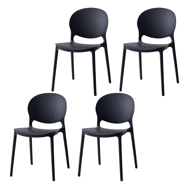 Nordic Plastic Open Back Dining Side Chair 32"H Dining Chair with 4 Legs for Restaurant Black 4 Piece Set Clearhalo ' kitchen&dining_furn' 'Dining Chairs' 'Dining Tables & Seating' 'dining_chair' 'furn' 'furn_dining_chair' 'Furniture' 'furniture_dining_chair' 'Kitchen & Dining Furniture' 'kitchen' 3575985