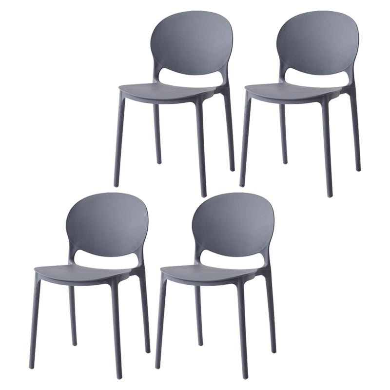 Nordic Plastic Open Back Dining Side Chair 32"H Dining Chair with 4 Legs for Restaurant Grey 4 Piece Set Clearhalo ' kitchen&dining_furn' 'Dining Chairs' 'Dining Tables & Seating' 'dining_chair' 'furn' 'furn_dining_chair' 'Furniture' 'furniture_dining_chair' 'Kitchen & Dining Furniture' 'kitchen' 3575989
