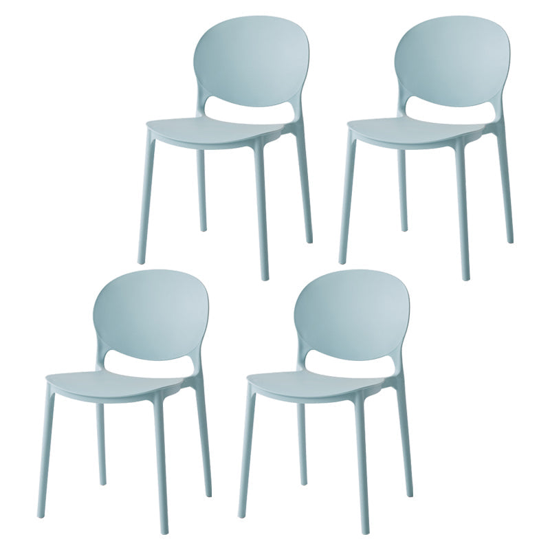 Nordic Plastic Open Back Dining Side Chair 32"H Dining Chair with 4 Legs for Restaurant Blue 4 Piece Set Clearhalo ' kitchen&dining_furn' 'Dining Chairs' 'Dining Tables & Seating' 'dining_chair' 'furn' 'furn_dining_chair' 'Furniture' 'furniture_dining_chair' 'Kitchen & Dining Furniture' 'kitchen' 3575991