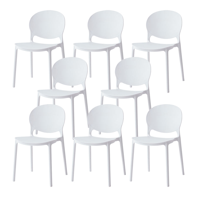 Nordic Plastic Open Back Dining Side Chair 32"H Dining Chair with 4 Legs for Restaurant White 8 Piece Set Clearhalo ' kitchen&dining_furn' 'Dining Chairs' 'Dining Tables & Seating' 'dining_chair' 'furn' 'furn_dining_chair' 'Furniture' 'furniture_dining_chair' 'Kitchen & Dining Furniture' 'kitchen' 3575996