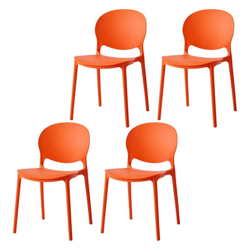 Nordic Plastic Open Back Dining Side Chair 32"H Dining Chair with 4 Legs for Restaurant Orange 4 Piece Set Clearhalo ' kitchen&dining_furn' 'Dining Chairs' 'Dining Tables & Seating' 'dining_chair' 'furn' 'furn_dining_chair' 'Furniture' 'furniture_dining_chair' 'Kitchen & Dining Furniture' 'kitchen' 3575997