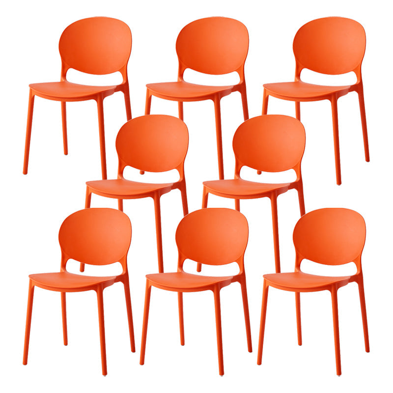 Nordic Plastic Open Back Dining Side Chair 32"H Dining Chair with 4 Legs for Restaurant Orange 8 Piece Set Clearhalo ' kitchen&dining_furn' 'Dining Chairs' 'Dining Tables & Seating' 'dining_chair' 'furn' 'furn_dining_chair' 'Furniture' 'furniture_dining_chair' 'Kitchen & Dining Furniture' 'kitchen' 3575998