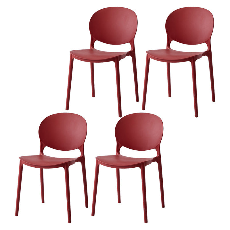 Nordic Plastic Open Back Dining Side Chair 32"H Dining Chair with 4 Legs for Restaurant Crimson 4 Piece Set Clearhalo ' kitchen&dining_furn' 'Dining Chairs' 'Dining Tables & Seating' 'dining_chair' 'furn' 'furn_dining_chair' 'Furniture' 'furniture_dining_chair' 'Kitchen & Dining Furniture' 'kitchen' 3575999