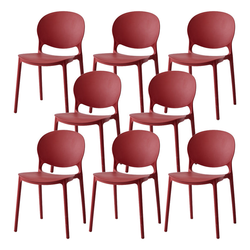 Nordic Plastic Open Back Dining Side Chair 32"H Dining Chair with 4 Legs for Restaurant Crimson 8 Piece Set Clearhalo ' kitchen&dining_furn' 'Dining Chairs' 'Dining Tables & Seating' 'dining_chair' 'furn' 'furn_dining_chair' 'Furniture' 'furniture_dining_chair' 'Kitchen & Dining Furniture' 'kitchen' 3576000
